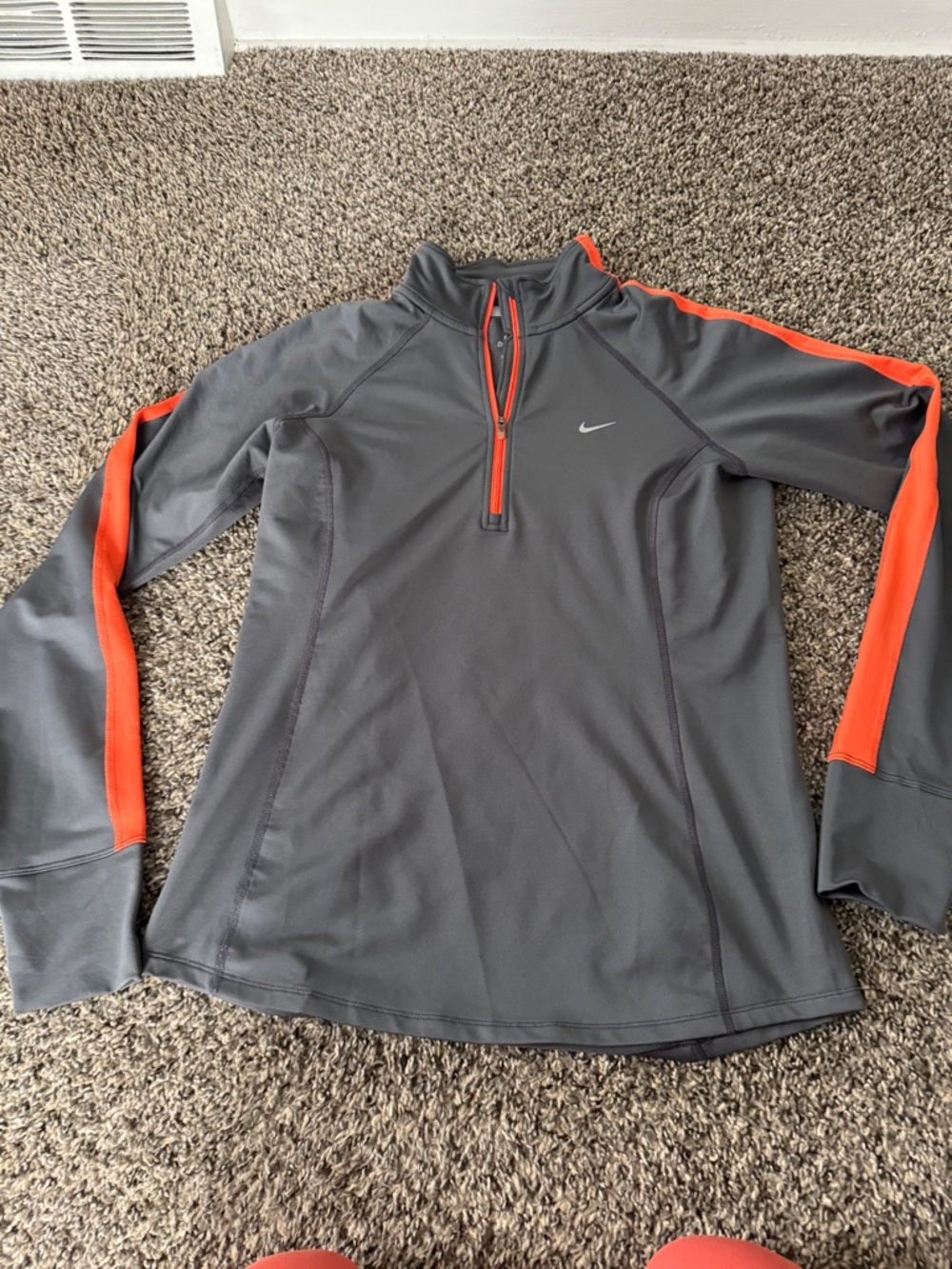 Nike Men's Charcoal Performance Half-Zip with Orange Stripe